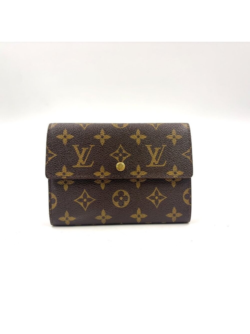 Louis Vuitton Porte Tresor Etui Papiers Monogram Leather Brown Trifold Wallet